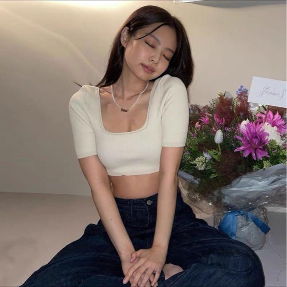 Jacquemus Le haut Arancia cropped stretch-knit top